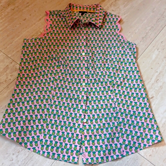 Talbots Tops - Talbot's Pineapple Button Down Tank Blouse